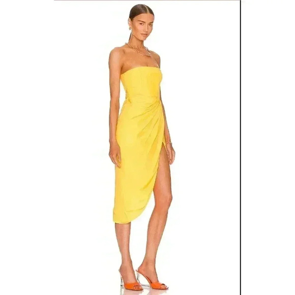 GAUGE81 Lica Short Silk Strapless Dress Lemon Small NEW NWT! - Picture 2 of 5